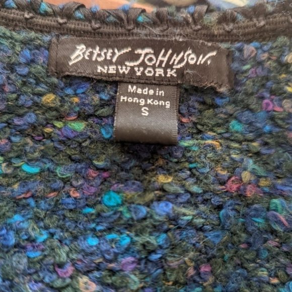 Betsey JOHNSON knit boucle cardigan jacket blue black small xs - Picture 5 of 10